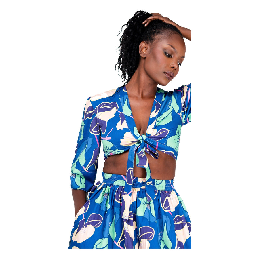 MAUA Cotton Tie-Front Crop Top