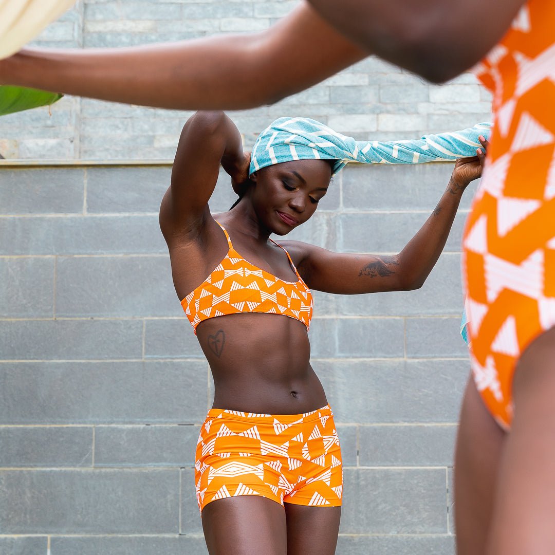 Dakar | Curved Neckline Bikini Top and Boy Shorts - CocoLiliAfrica