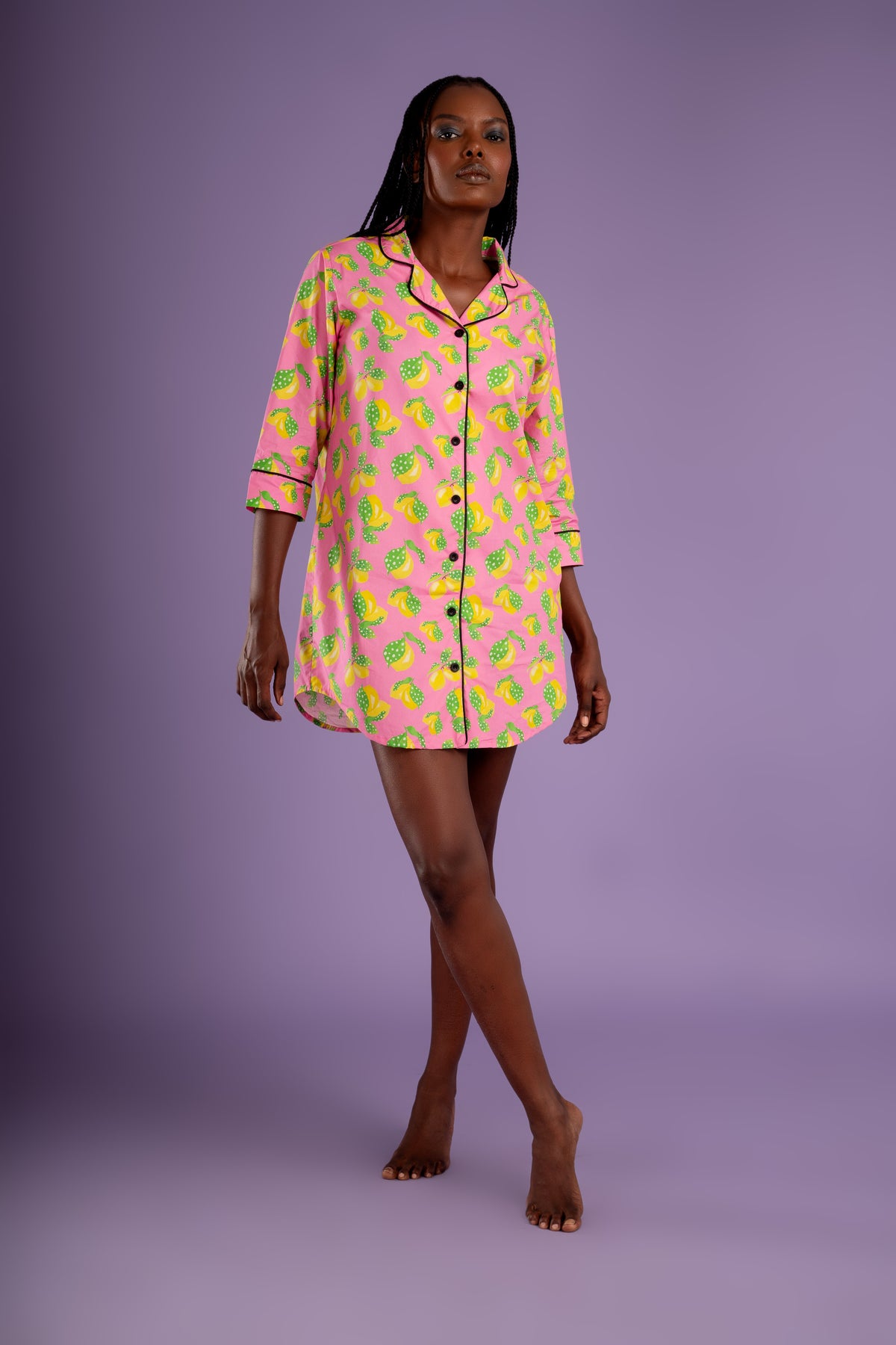 Kiara Night Shirt - Pink Lemons