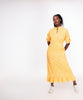 SAVANNAH Yellow Cotton Fit-and-Flare Maxi Dress with Pockets