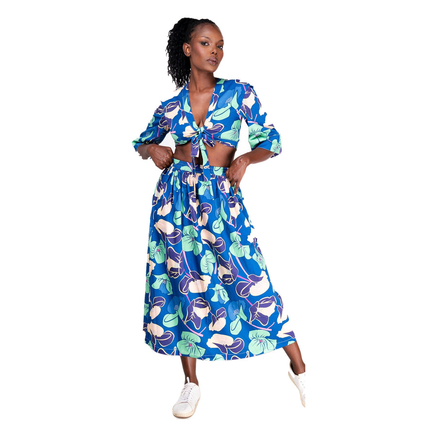 MAUA Cotton Midi Skirt with Pockets