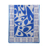 Blue Maumbo Tribal rectangular cotton canvas tablecloth, 140 × 340 cm — original hanging photograph