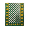 Olive Retro Wave rectangular cotton canvas tablecloth, 140 × 340 cm — original hanging photograph