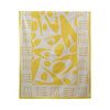 Yellow Maumbo Tribal rectangular cotton canvas tablecloth, 140 × 340 cm — original hanging photograph