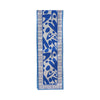 Blue Maumbo Tribal cotton canvas table runner by COCOLILI, 33 × 200 cm, photographed hanging on white.