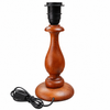 Teardrop wooden lamp stand on a plain white background; lampshade sold separately