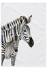 Duo Zebra cotton tea towel, 50 × 70 cm, with woven texture and stitched hems on a white studio background