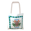 Kifaru Love Teal cotton canvas tote, frontal view with long cotton handles
