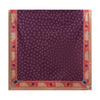 KIFARU Green rectangular tablecloth, original plum print with coral illustrated border, photographed fabric texture on white