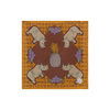 KIFARU LOVE Mustard cotton napkin, original four rhino and pineapple artwork, opened flat with natural cotton slub texture, clean white background