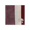 KIFARU Baby Blue cotton napkin, original burgundy and cream panels with blue dots, opened flat with natural slub weave, white background