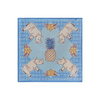 KIFARU LOVE Baby Blue cotton napkin, original four rhino and pineapple artwork, opened flat with natural cotton slub texture, clean white background