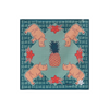 KIFARU LOVE Green cotton napkin, original four rhino and pineapple artwork, opened flat with natural cotton slub texture, clean white background