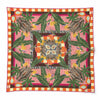 COCOLILI Kifaru Red & Orange silk satin scarf — studio mockup using the original artwork