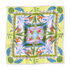 COCOLILI Leopard silk satin scarf in Lime & Lilac, 92 x 92 cm, open with gentle fabric folds and the complete original print visible on a white background