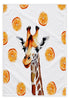 Solo Twiga Sliced Orange cotton tea towel, 45 × 65 cm, with woven texture and stitched hems on a white studio background
