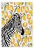 Solo Zebra Lemon Grove cotton tea towel, 45 × 65 cm, with woven texture and stitched hems on a white studio background