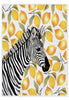 Solo Zebra Lemon Grove cotton tea towel, 50 × 70 cm, with woven texture and stitched hems on a white studio background