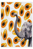 Tembo Sliced Papaya cotton tea towel, 50 × 70 cm, with woven texture and stitched hems on a white studio background