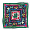 COCOLILI Zebra silk satin scarf in Blue & Green, 92 x 92 cm, open with gentle fabric folds and the complete original print visible on a white background